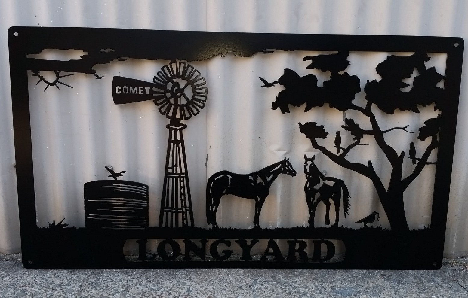 2 Horses, Tank & Windmill Property Sign