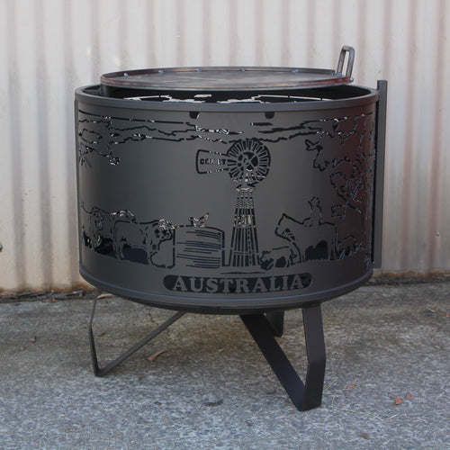 60 cm D x 65 cm H Australiana Fire Pit Metal IN