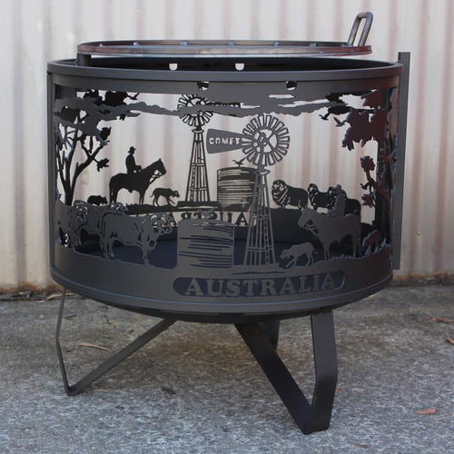 60 cm D x 65 cm H Australiana Fire Pit Metal OUT