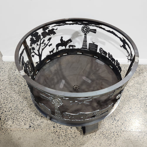 80 cm D x 65 cm H Australiana Fire Pit Metal OUT