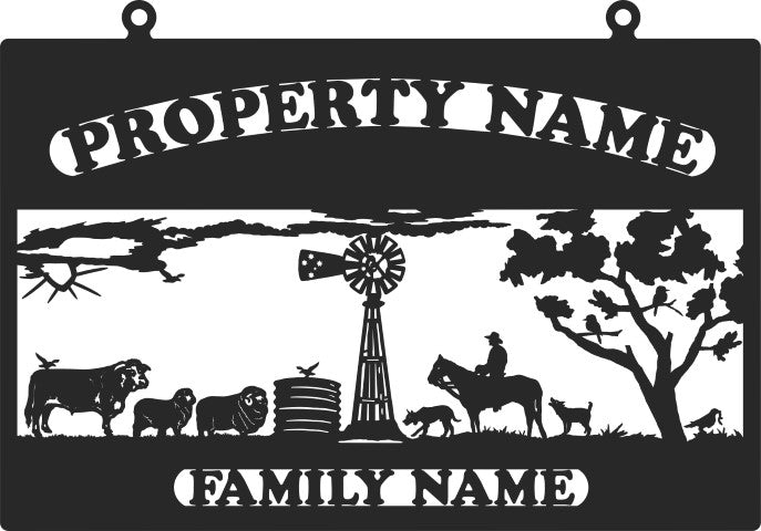 Large Australiana Property Sign Cattle & Sheep