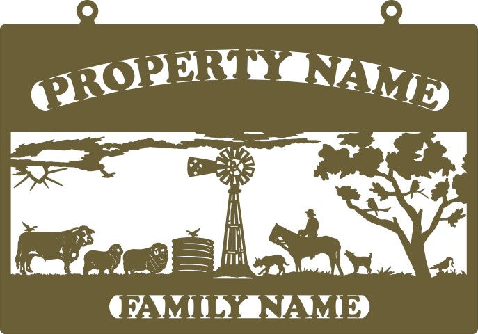 Large Australiana Property Sign Cattle & Sheep