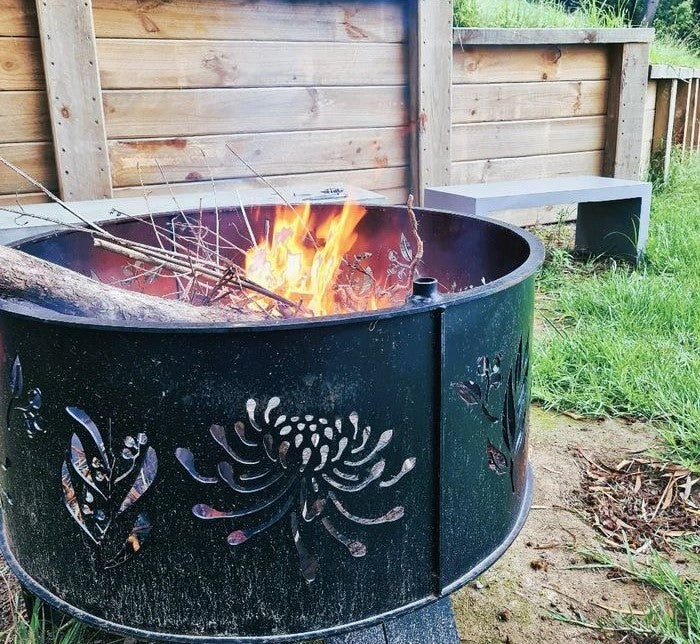 H&S Metalcraft: Custom outdoor fire pit in backyard