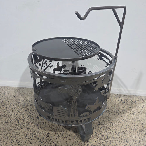 60 cm D x 65 cm H Australiana Fire Pit Metal OUT